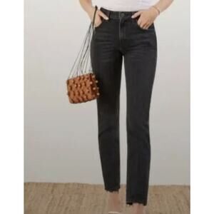 Reformation Julia Crop High Cigarette Jeans Pacific Wash Black Denim Size 25
